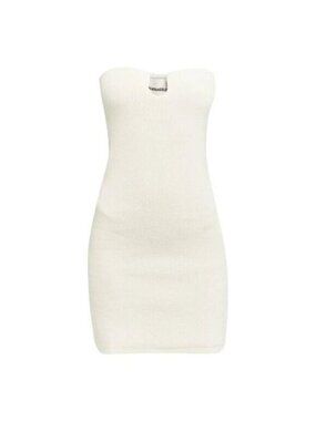 Nanushka Dress Mini Beige Ecru Textured Size M